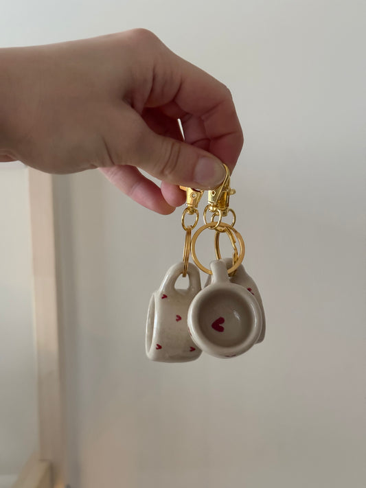 Mini Keramik-Tassen Schlüsselanhänger 🤎🌸